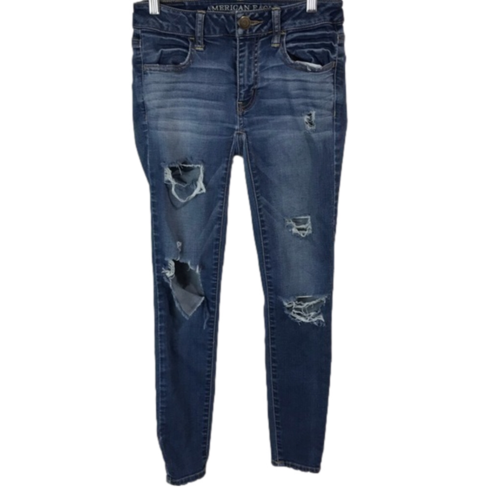 AEO super super stretch Jegging rips Sz 0R